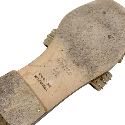 エルメス HERMES オラン BRIDES de GALA サンダル 靴 シューズ スエード キャンバス ブラウン マルチカラー フラットサンダル スタッズ