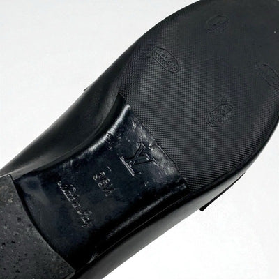 ルイヴィトン LOUIS VUITTON アッパーケースライン ローファー 革靴 靴 シューズ レザー ブラック 黒 ゴールド チェーン ロゴ フラットシューズ