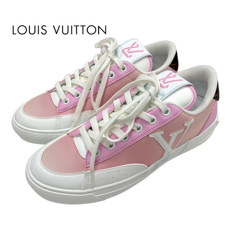 Louis Vuitton LOUIS VUITTON Charlie Line Monogram Sneakers Shoes Fabric Leather Pink White Unused Logo