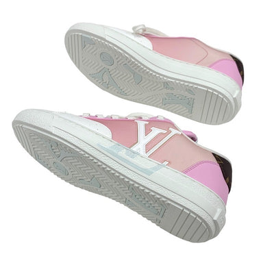 Louis Vuitton LOUIS VUITTON Charlie Line Monogram Sneakers Shoes Fabric Leather Pink White Unused Logo