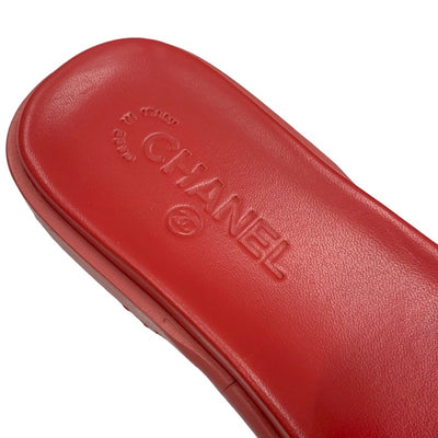 シャネル CHANEL サンダル 靴 シューズ パテント ピンク フラットサンダル ミュール ココマーク エナメル