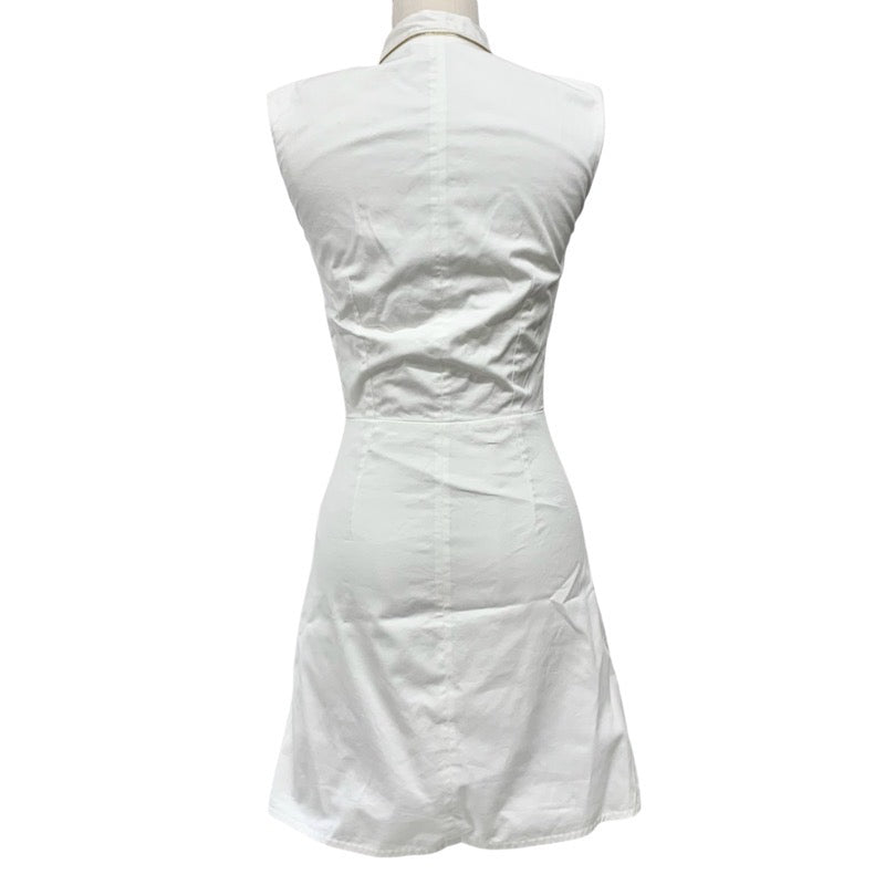 ルイヴィトン LOUIS VUITTON ワンピース コットン ホワイト 白 ゴールド ロゴ フィットアンドフレアドレス ノースリーブ