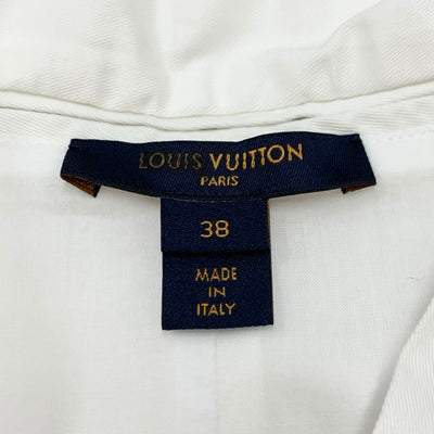 ルイヴィトン LOUIS VUITTON ワンピース コットン ホワイト 白 ゴールド ロゴ フィットアンドフレアドレス ノースリーブ