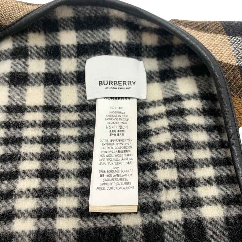 バーバリー BURBERRY アウター ウール ブラウン系 チェック ケープ ポンチョ