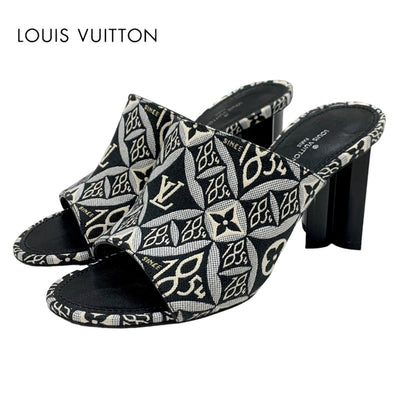 ルイヴィトン LOUIS VUITTON シルエットライン SINCE1854 サンダル 靴 シューズ ファブリック ブラック ホワイト 黒 ミュール