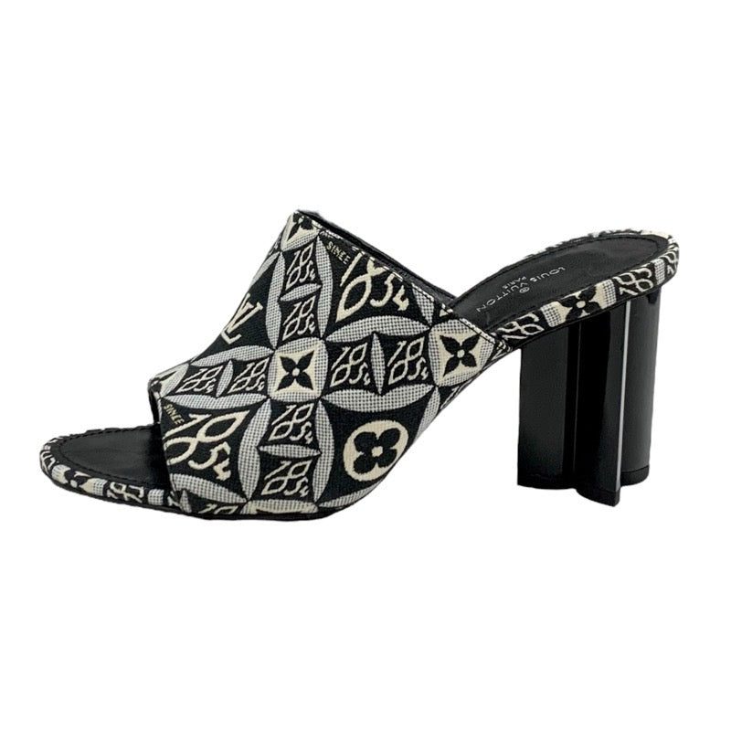 ルイヴィトン LOUIS VUITTON シルエットライン SINCE1854 サンダル 靴 シューズ ファブリック ブラック ホワイト 黒 ミュール