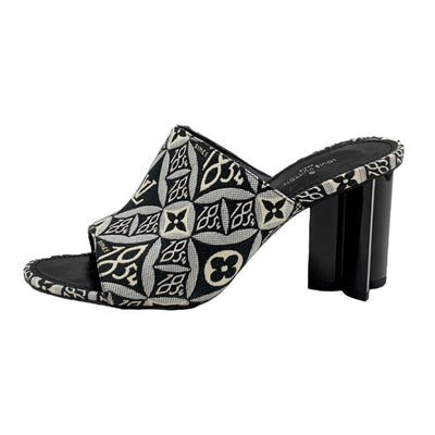 ルイヴィトン LOUIS VUITTON シルエットライン SINCE1854 サンダル 靴 シューズ ファブリック ブラック ホワイト 黒 ミュール