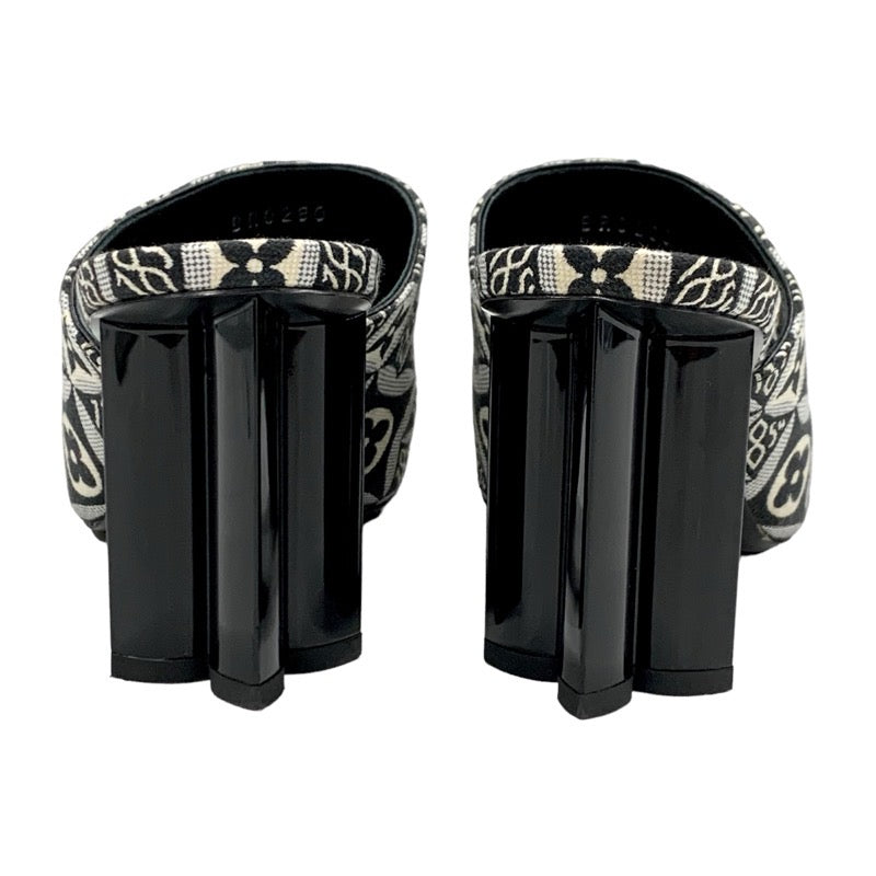 ルイヴィトン LOUIS VUITTON シルエットライン SINCE1854 サンダル 靴 シューズ ファブリック ブラック ホワイト 黒 ミュール