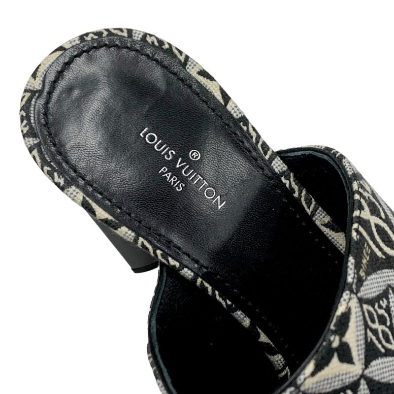 ルイヴィトン LOUIS VUITTON シルエットライン SINCE1854 サンダル 靴 シューズ ファブリック ブラック ホワイト 黒 ミュール