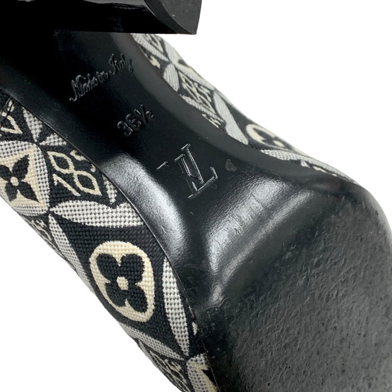 ルイヴィトン LOUIS VUITTON シルエットライン SINCE1854 サンダル 靴 シューズ ファブリック ブラック ホワイト 黒 ミュール