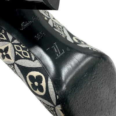 ルイヴィトン LOUIS VUITTON シルエットライン SINCE1854 サンダル 靴 シューズ ファブリック ブラック ホワイト 黒 ミュール