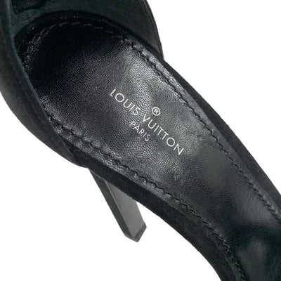 ルイヴィトン LOUIS VUITTON サンダル 靴 シューズ スエード ブラック 黒 シルバー ビジュー ロゴ