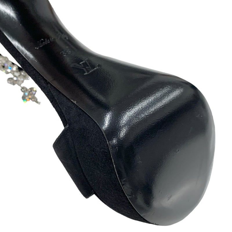 ルイヴィトン LOUIS VUITTON サンダル 靴 シューズ スエード ブラック 黒 シルバー ビジュー ロゴ