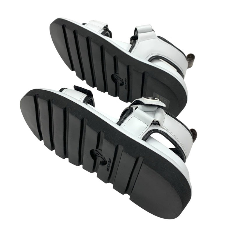 ルイヴィトン LOUIS VUITTON プールピローライン サンダル 靴 シューズ レザー ホワイト ブラック 白 未使用 スポーツサンダル ロゴ ベルクロ