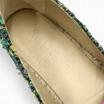 シャネル CHANEL フラットシューズ 靴 シューズ ファブリック マルチカラー ココマーク エスパドリーユ