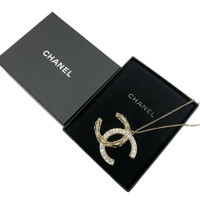 シャネル CHANEL ネックレス ペンダント チョーカー ゴールド ココマーク ラインストーン