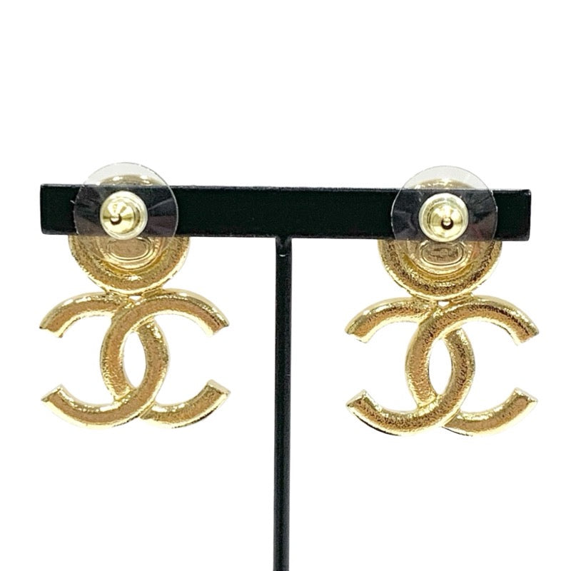 Chanel Earrings Gold Pink Coco Mark