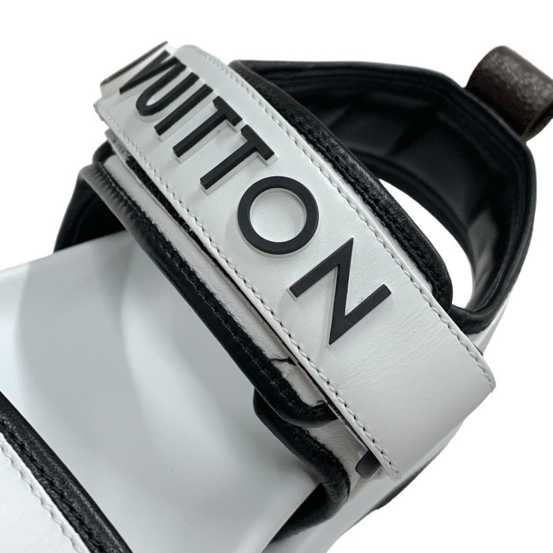 ルイヴィトン LOUIS VUITTON プールピローライン サンダル 靴 シューズ レザー ホワイト ブラック 白 未使用 スポーツサンダル ロゴ