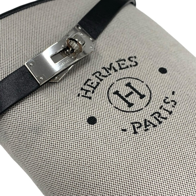 エルメス HERMES ジャンピング ブーツ ロングブーツ 靴 シューズ キャンバス レザー ベージュ ブラック シルバー ケリー金具 ロゴ