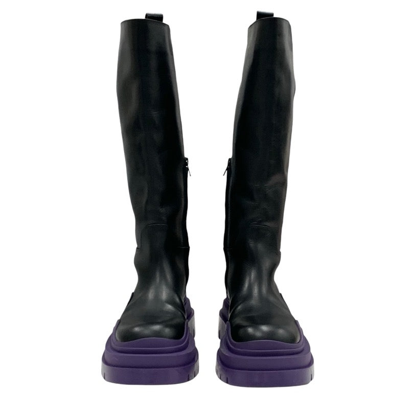 Bottegaveneta Tires Boots Long Boots Shoes Leather Black Purple