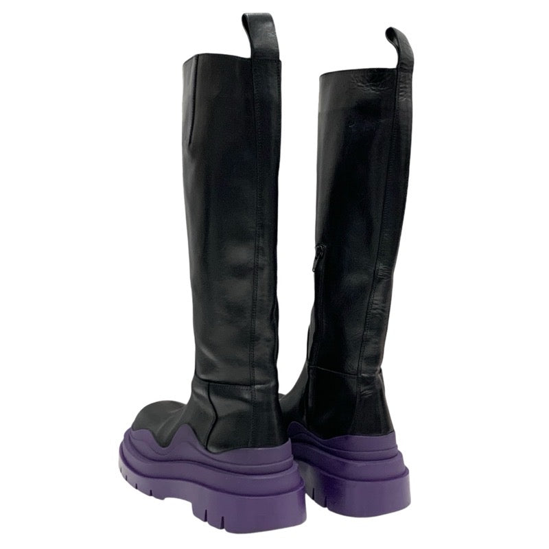 Bottegaveneta Tires Boots Long Boots Shoes Leather Black Purple
