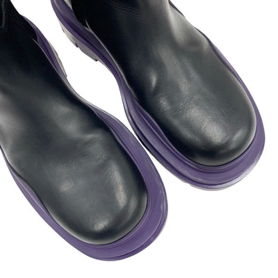Bottegaveneta Tires Boots Long Boots Shoes Leather Black Purple
