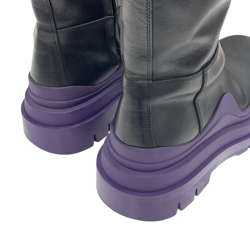 Bottegaveneta Tires Boots Long Boots Shoes Leather Black Purple