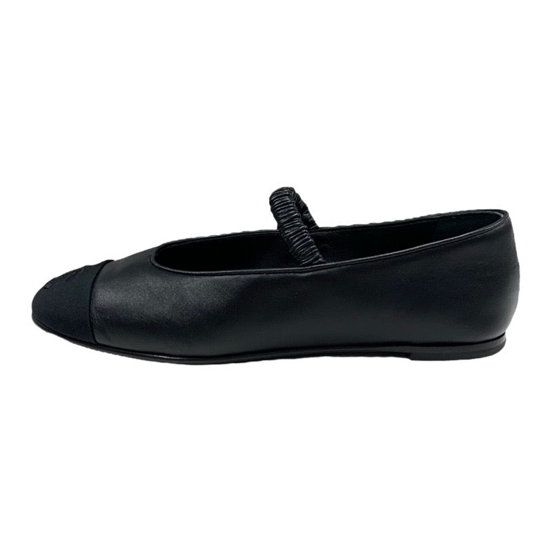 Chanel Flat Shoes, Leather Fabric, Black, Mary Jane, Coco Mark, Ballet Shoes