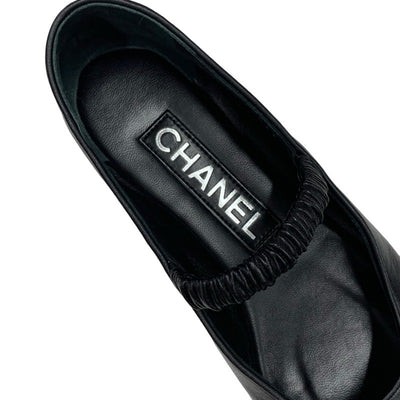 Chanel Flat Shoes, Leather Fabric, Black, Mary Jane, Coco Mark, Ballet Shoes