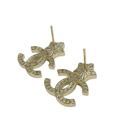 Chanel Earrings Gold Coco Mark Rhinestone Star