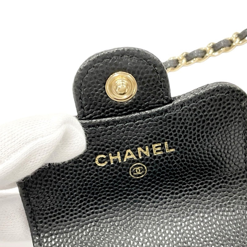 Chanel Caviar Skin Black Gold Coco Mark Matelasse Airpods Case Chain