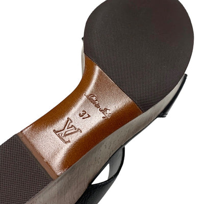 ルイヴィトン LOUIS VUITTON サンダル 靴 シューズ レザー ウッド ブラック 黒 ゴールド LVサークル ウェッジソール