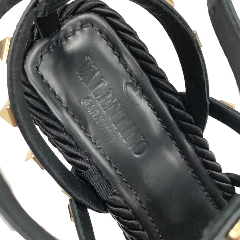 ヴァレンティノ VALENTINO サンダル 靴 シューズ レザー ブラック 黒 ゴールド ロックスタッズ ウェッジソール