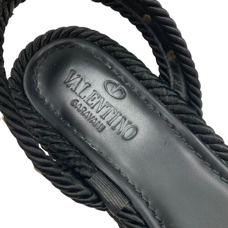ヴァレンティノ VALENTINO サンダル 靴 シューズ レザー ファブリック ブラック 黒 ゴールド ロックスタッズ プラットフォーム