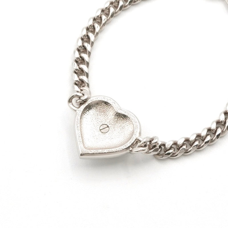 シャネル CHANEL ブレスレット バングル カフ シルバー ハート ラインストーン ココマーク