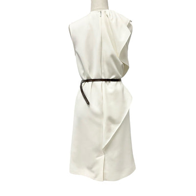 ルイヴィトン LOUIS VUITTON フラウンスカラードレス モノグラム ワンピース シルク ホワイト 白