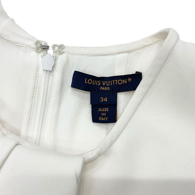 ルイヴィトン LOUIS VUITTON フラウンスカラードレス モノグラム ワンピース シルク ホワイト 白