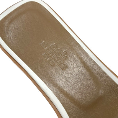 エルメス HERMES オラン サンダル 靴 シューズ レザー ホワイト 白 フラットサンダル