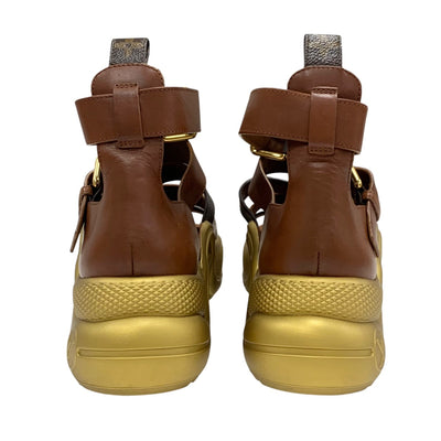 ルイヴィトン LOUIS VUITTON アークライトライン モノグラム サンダル 靴 シューズ レザー ブラウン ゴールド