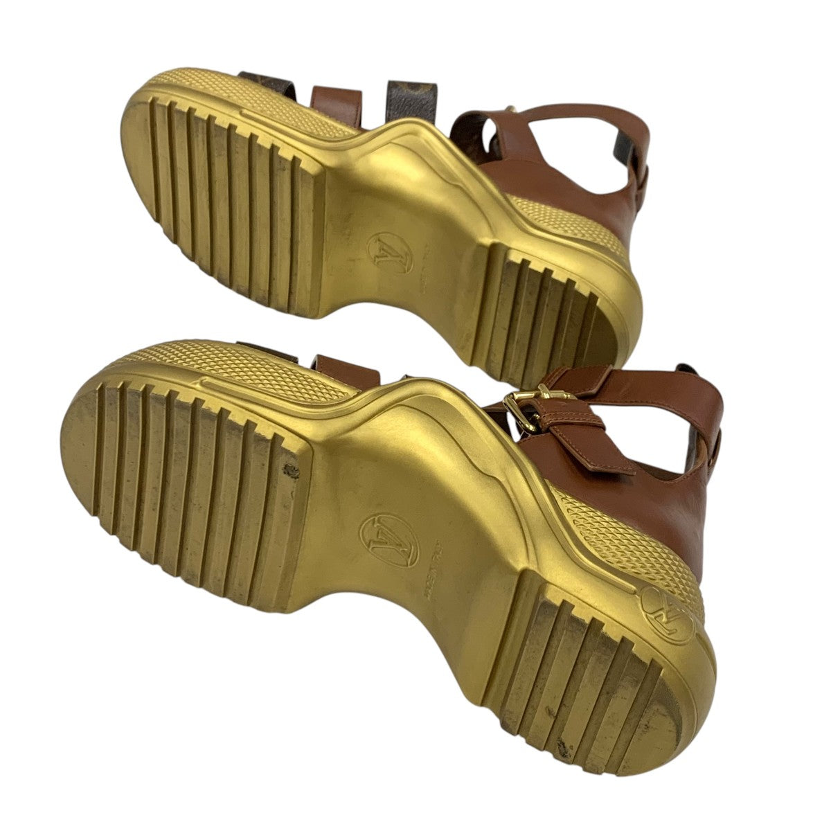 ルイヴィトン LOUIS VUITTON アークライトライン モノグラム サンダル 靴 シューズ レザー ブラウン ゴールド