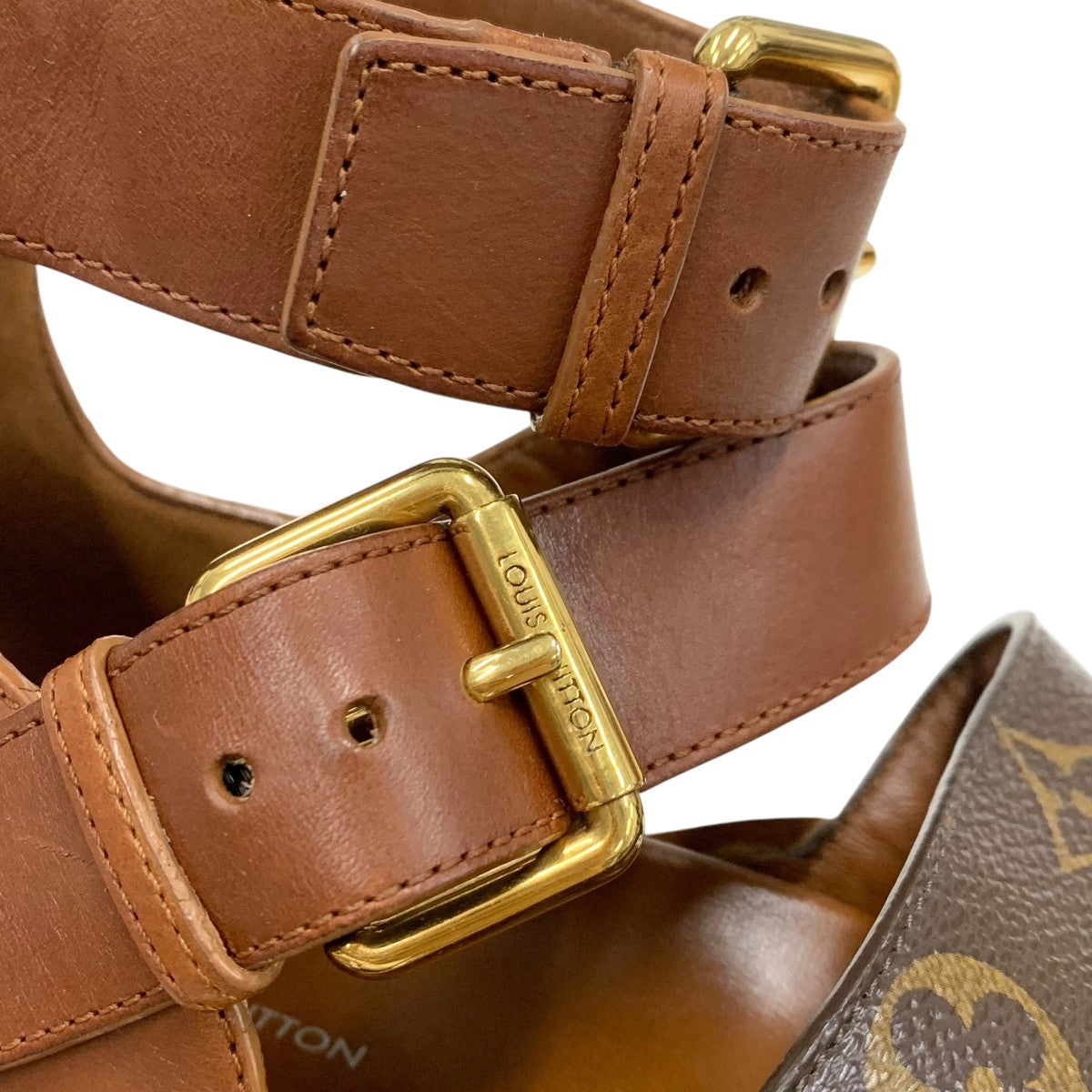 ルイヴィトン LOUIS VUITTON アークライトライン モノグラム サンダル 靴 シューズ レザー ブラウン ゴールド