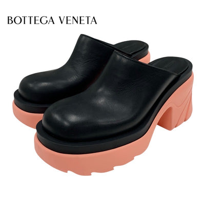ボッテガヴェネタ BOTTEGAVENETA フラッシュポンプ サンダル 靴 シューズ レザー ラバー ブラック ピンク 黒 ミュール サボ