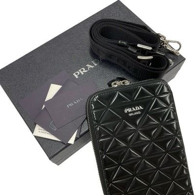 PRADA Mobile/Smartphone Accessories Black Mobile Pouch Phone Case Pochette Logo Strap