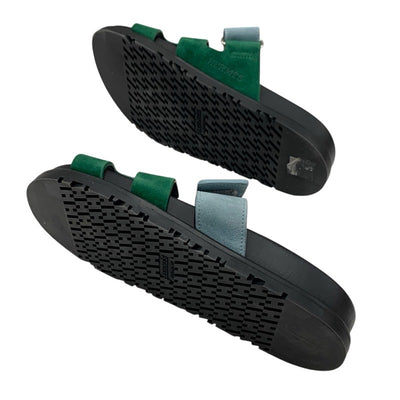 エルメス HERMES シプレ サンダル 靴 シューズ スエード グリーン ライトブルー フラットサンダル ミュール