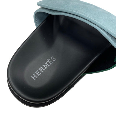 エルメス HERMES シプレ サンダル 靴 シューズ スエード グリーン ライトブルー フラットサンダル ミュール