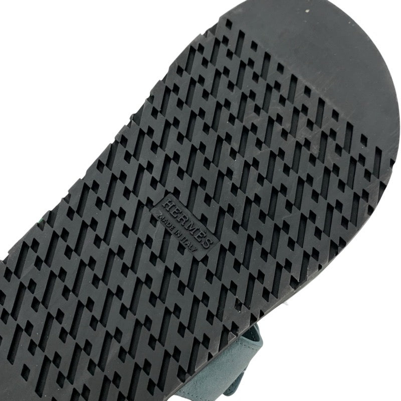 エルメス HERMES シプレ サンダル 靴 シューズ スエード グリーン ライトブルー フラットサンダル ミュール