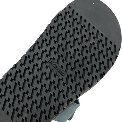 エルメス HERMES シプレ サンダル 靴 シューズ スエード グリーン ライトブルー フラットサンダル ミュール