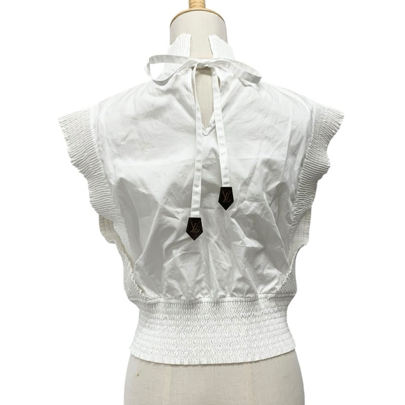 ルイヴィトン LOUIS VUITTON トップス コットン ホワイト ブラウス モノグラム ノースリーブ