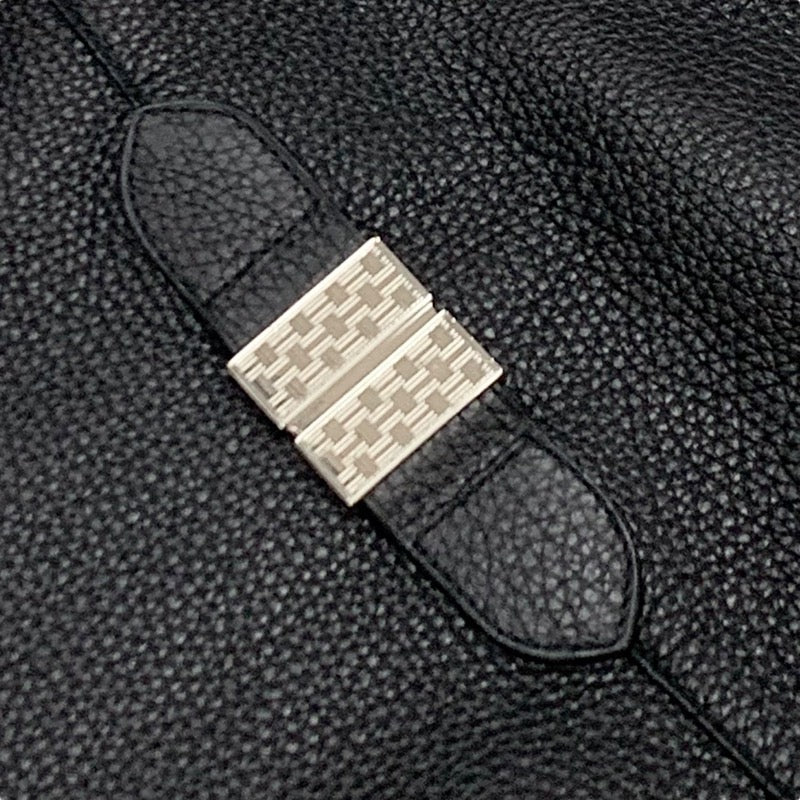 エルメス HERMES ワンピース ブラック 黒 シルバー ノースリーブ レザー