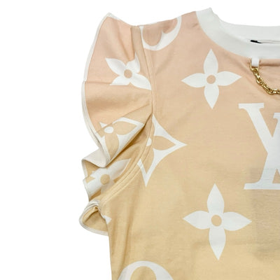 ルイヴィトン LOUIS VUITTON サンライズモノグラム トップス コットン オレンジ系 未使用 グラデーション Tシャツ